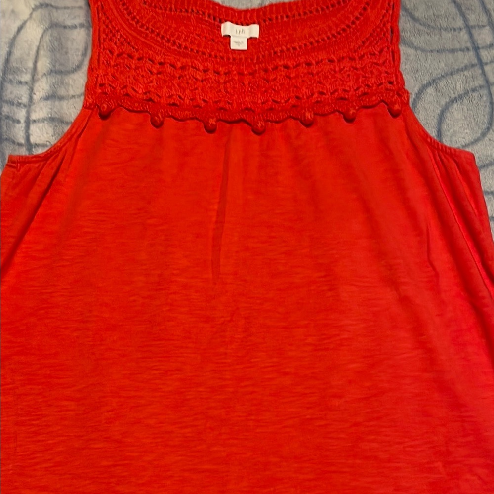 LOFT Red Smocked Tank Top